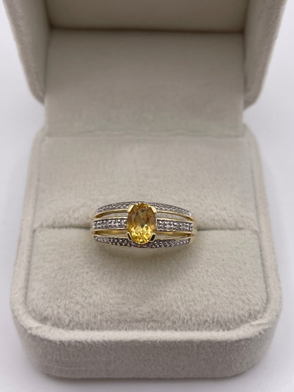 9ct gold citrine and diamond ring