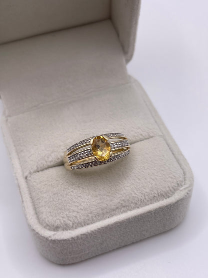 9ct gold citrine and diamond ring