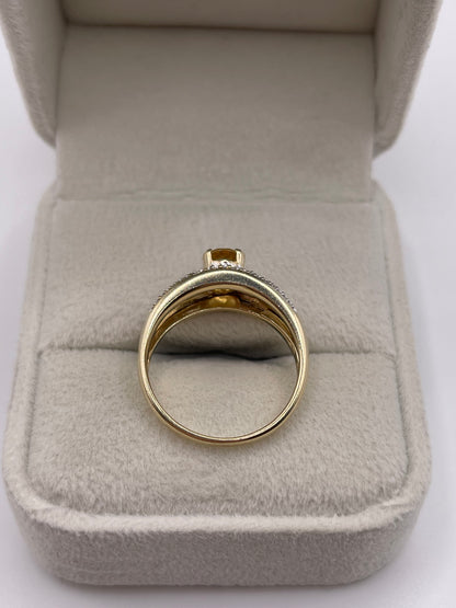 9ct gold citrine and diamond ring