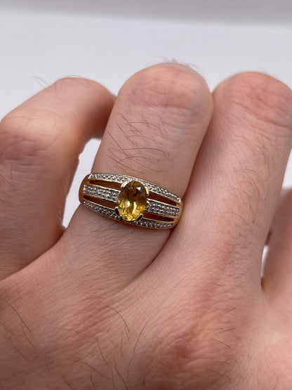 9ct gold citrine and diamond ring