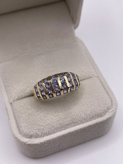 9ct gold tanzanite cluster ring