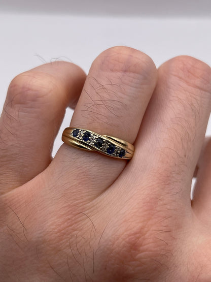 9ct gold sapphire and diamond ring