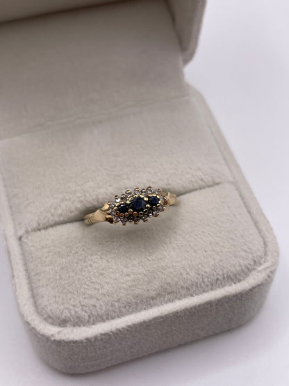 9ct gold sapphire and diamond ring