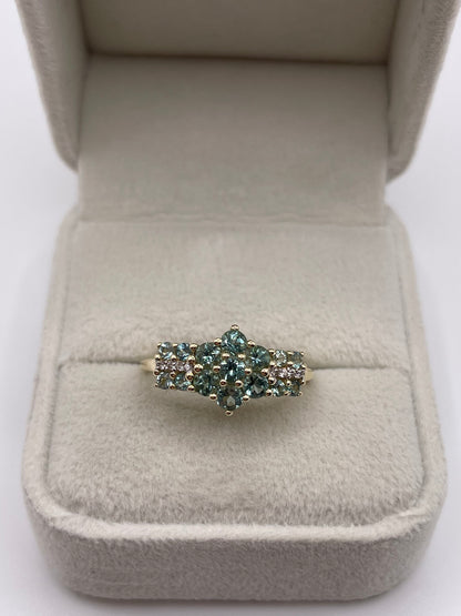 9ct gold quartz cluster ring