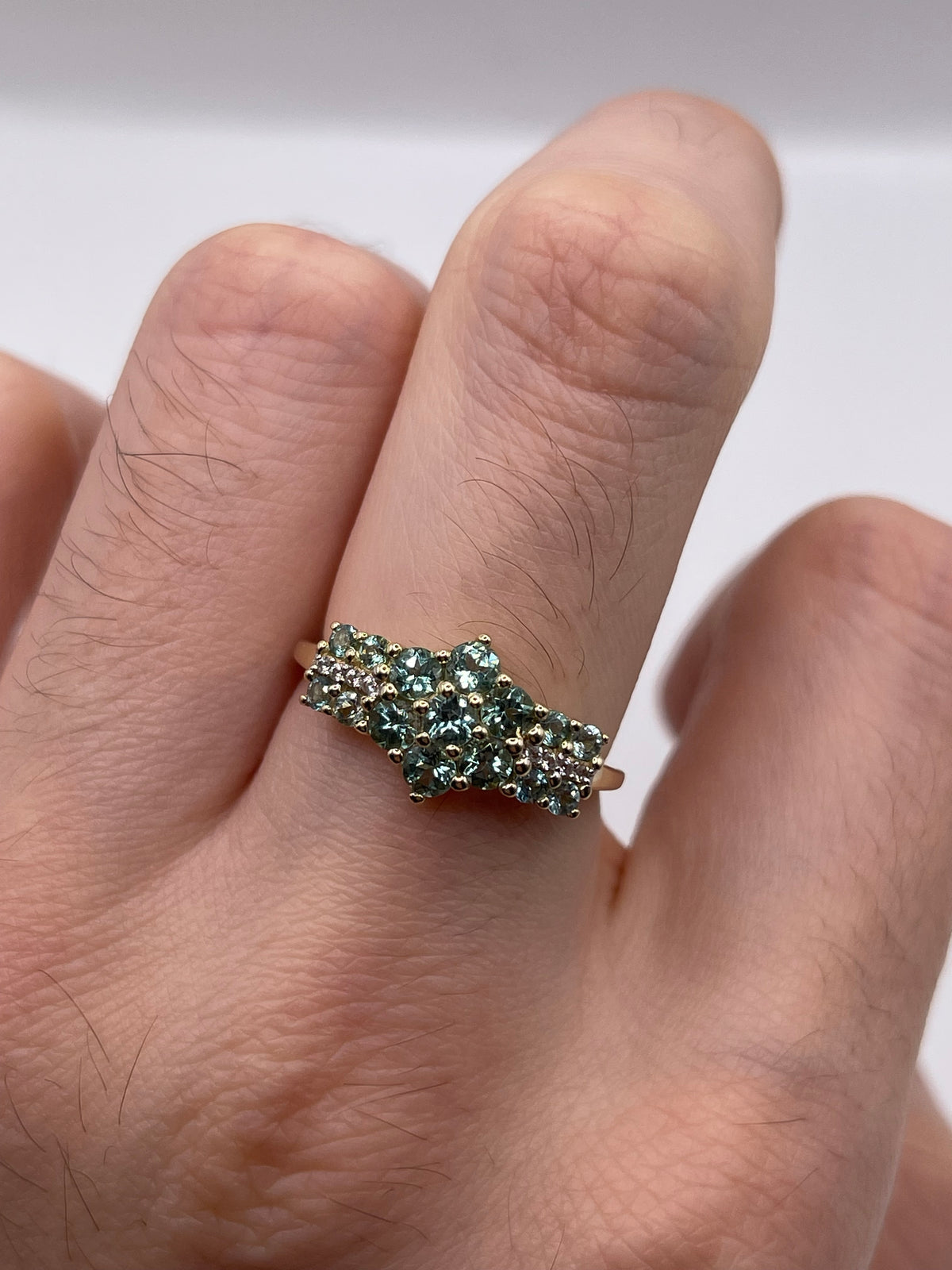9ct gold quartz cluster ring