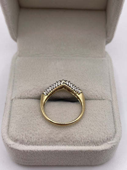 9ct gold ruby and diamond wishbone ring