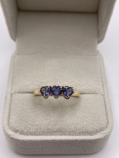 9ct gold iolite heart ring