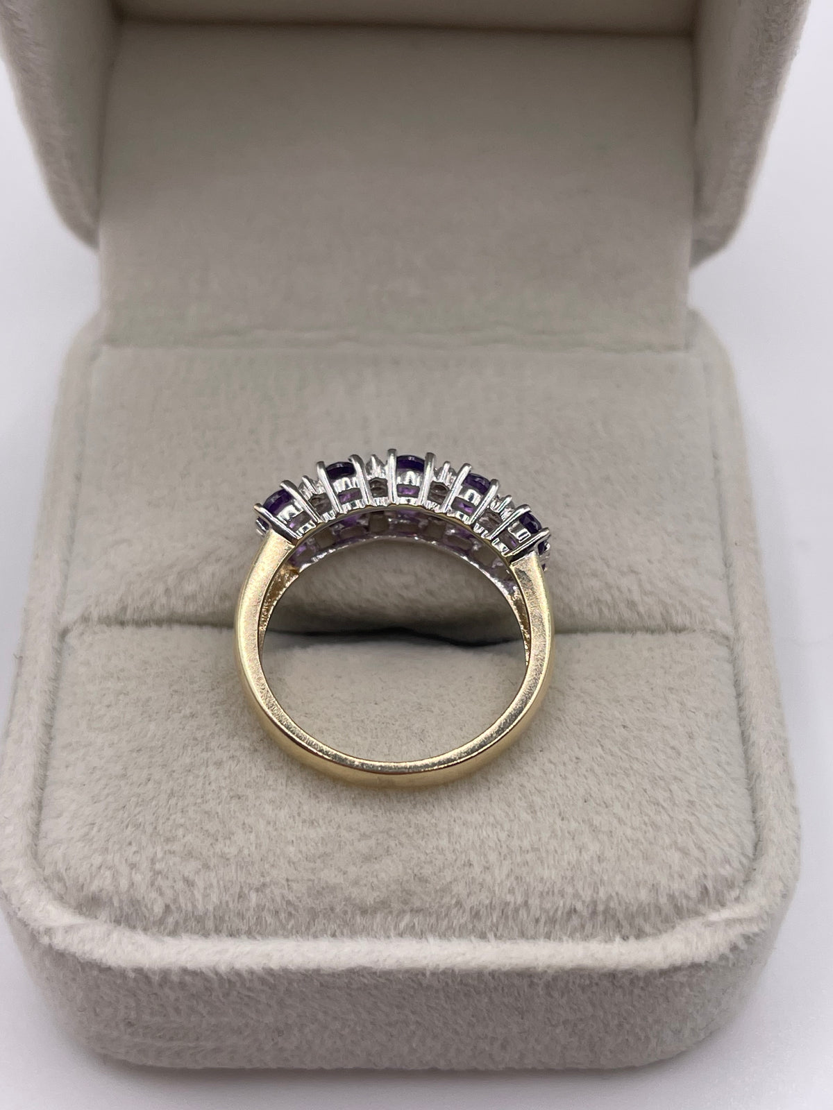 9ct gold amethyst and diamond ring