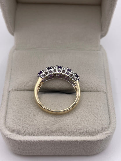 9ct gold amethyst and diamond ring