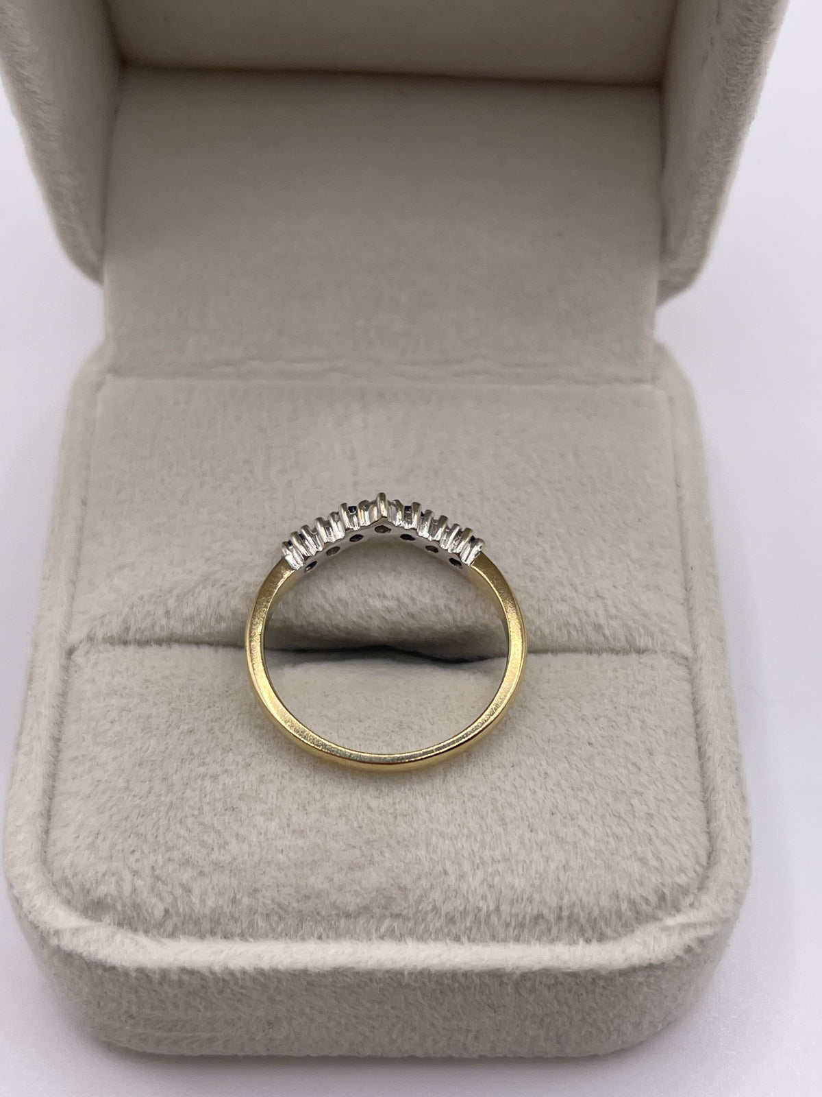 9ct gold sapphire and diamond wishbone ring