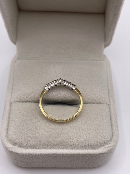 9ct gold sapphire and diamond wishbone ring