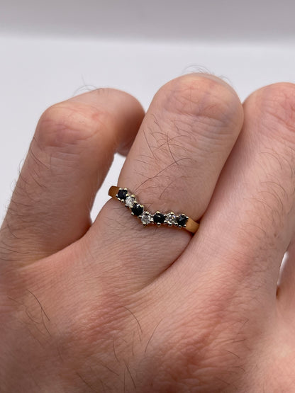 9ct gold sapphire and diamond wishbone ring