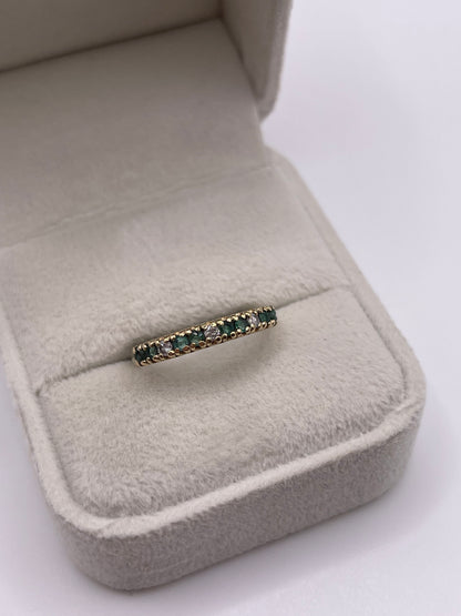 9ct gold emerald and diamond ring