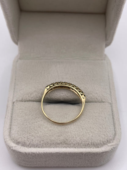 9ct gold emerald and diamond ring