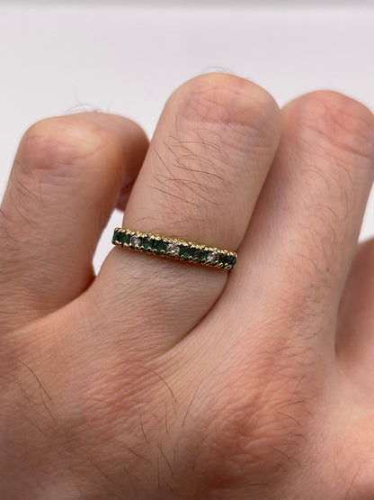 9ct gold emerald and diamond ring
