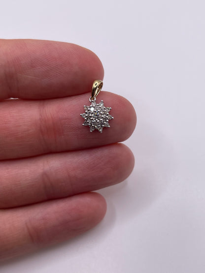 9ct gold diamond cluster pendant