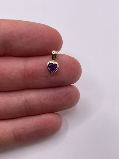 9ct gold amethyst heart pendant
