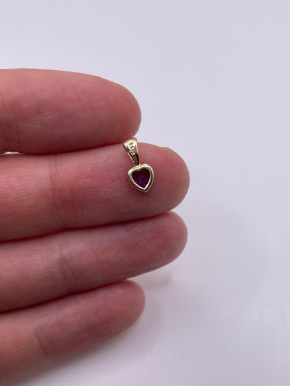 9ct gold amethyst heart pendant