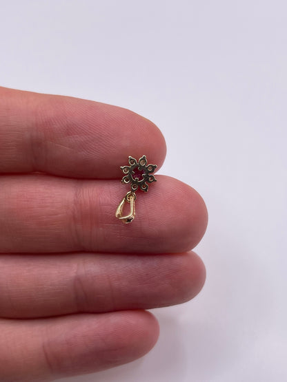 9ct gold ruby and diamond pendant