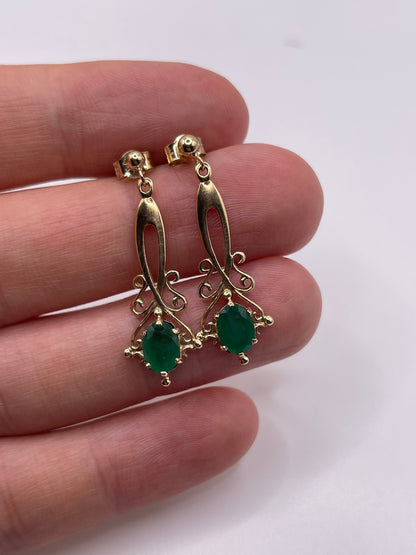 9ct gold emerald earrings