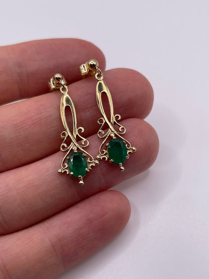 9ct gold emerald earrings