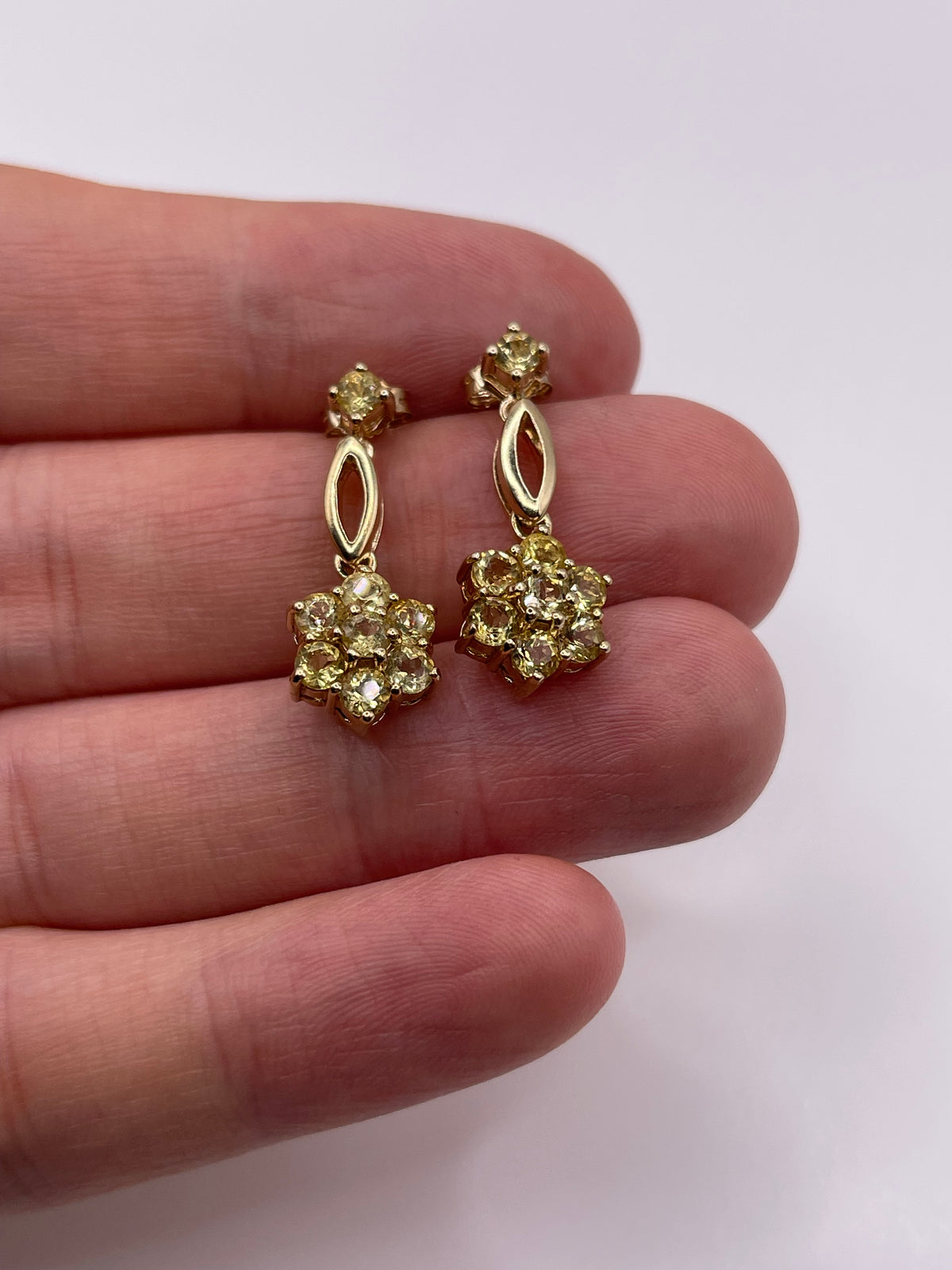 9ct gold yellow sapphire earrings