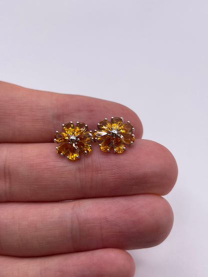 9ct white gold citrine earrings