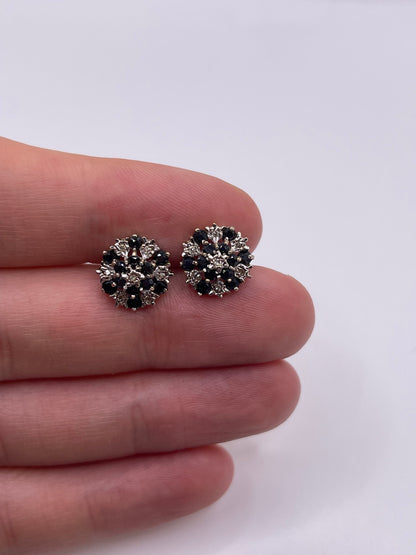9ct gold sapphire and diamond earrings