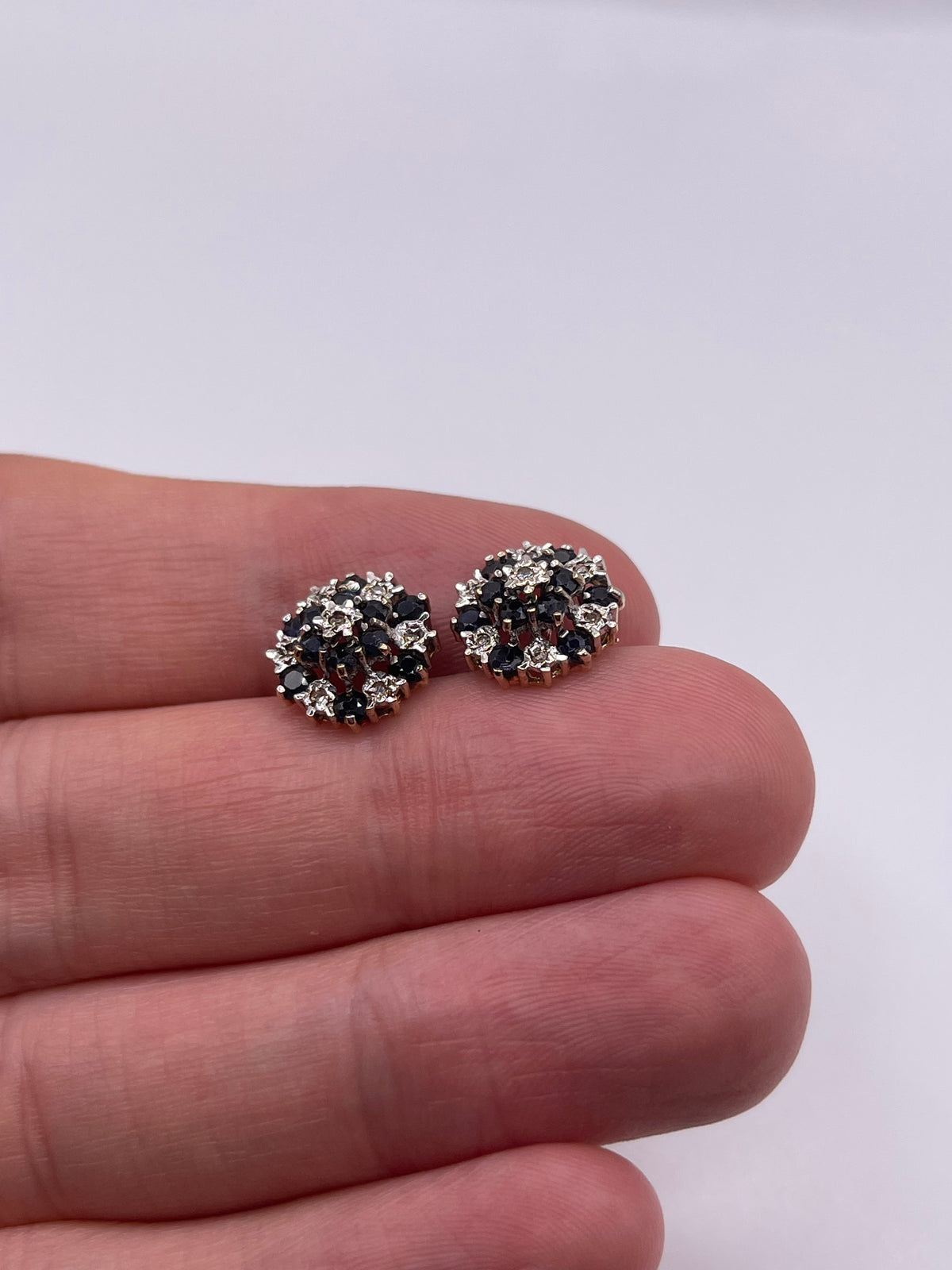 9ct gold sapphire and diamond earrings