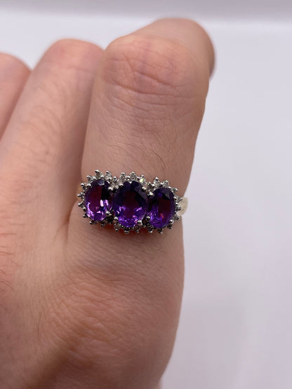 9ct gold amethyst and diamond ring