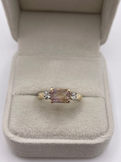 9ct gold ametrine and zircon ring