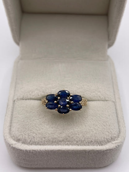 9ct gold sapphire cluster ring