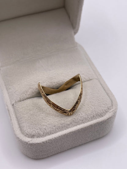 9ct gold double wishbone ring