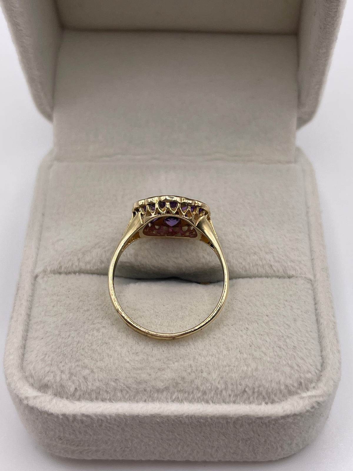 9ct gold amethyst and diamond ring