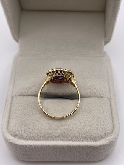 9ct gold amethyst and diamond ring