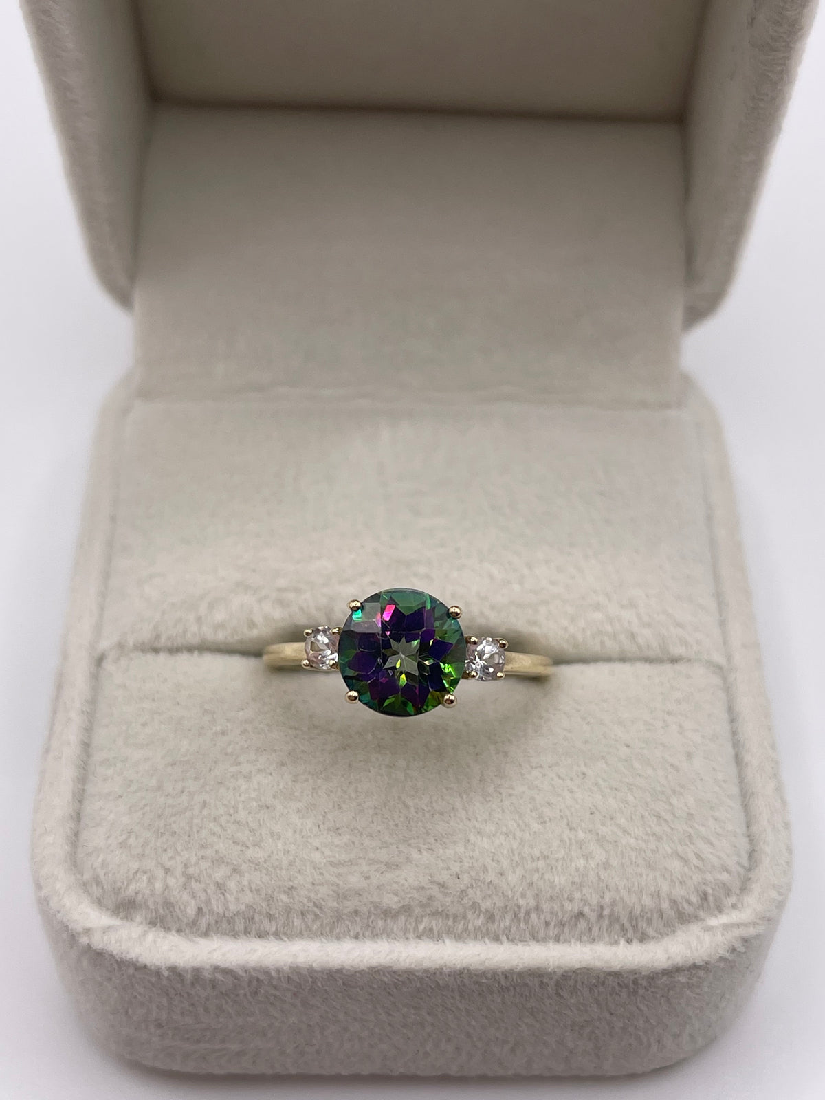 9ct gold mystic topaz and zircon ring