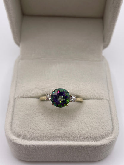 9ct gold mystic topaz and zircon ring