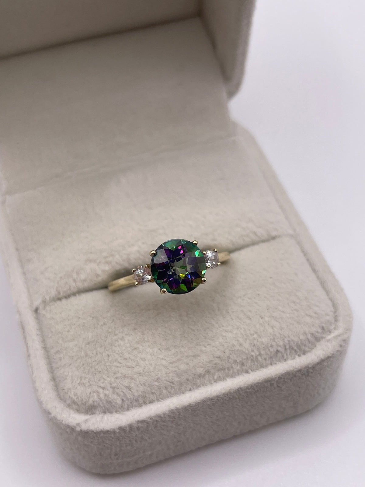 9ct gold mystic topaz and zircon ring
