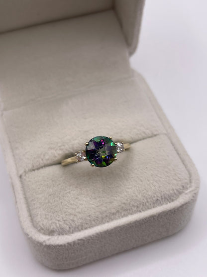 9ct gold mystic topaz and zircon ring