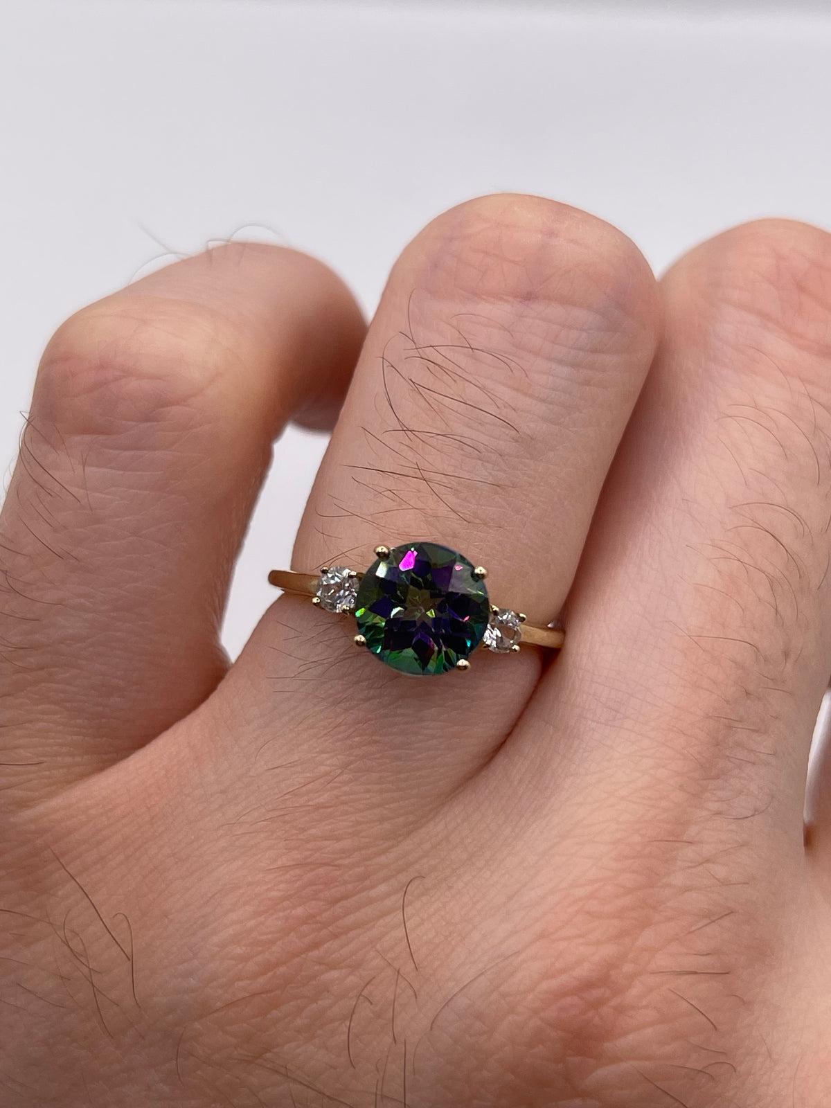 9ct gold mystic topaz and zircon ring