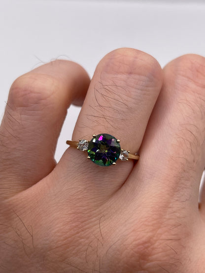 9ct gold mystic topaz and zircon ring