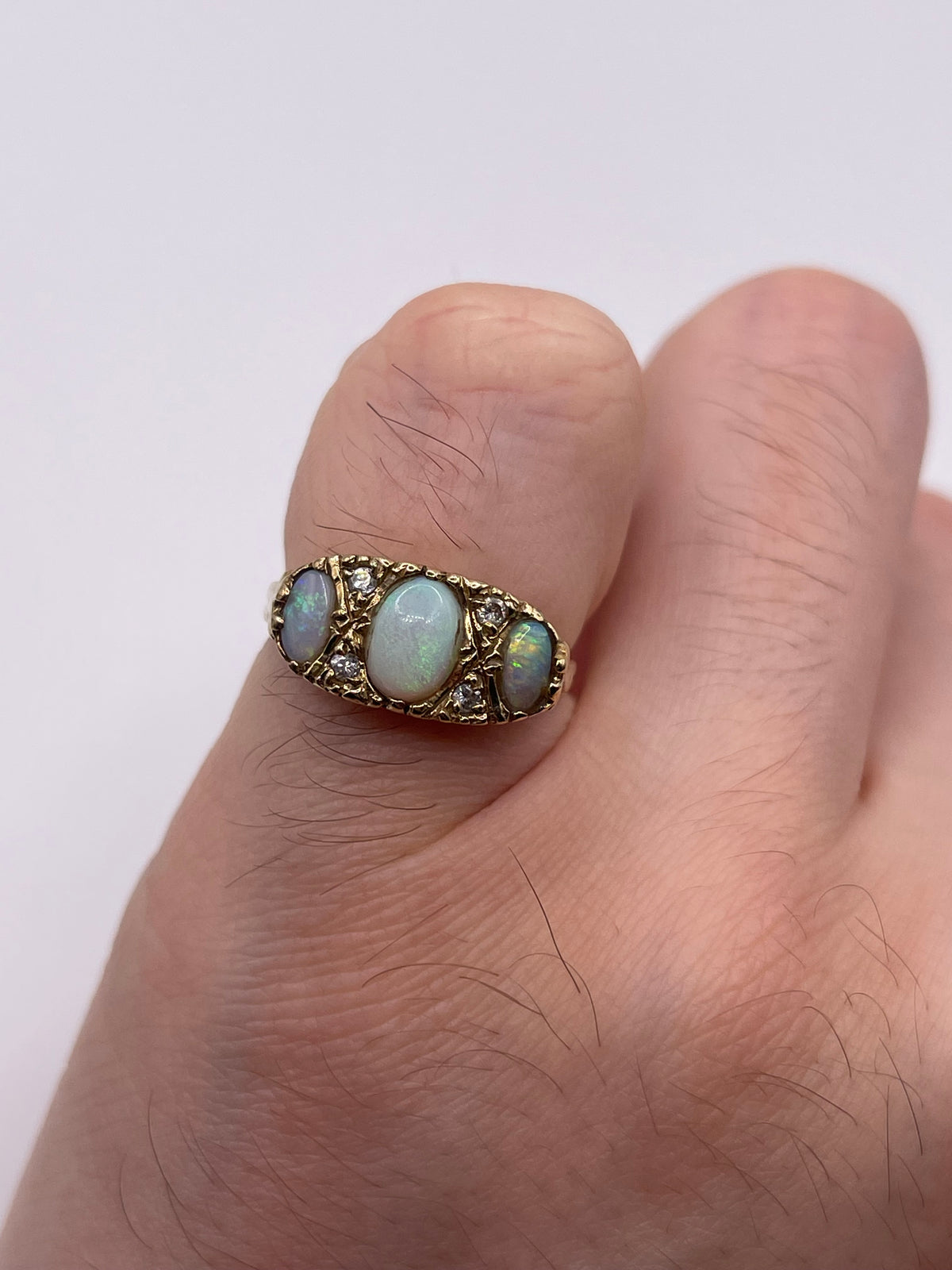 9ct gold opal and diamond ring