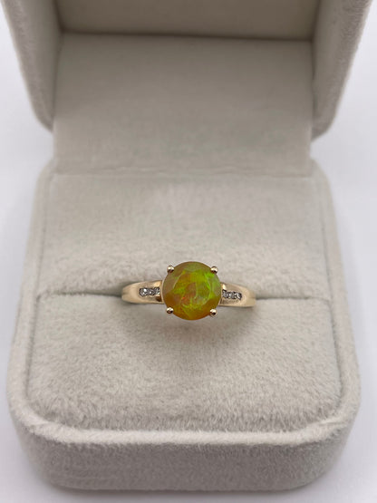 9ct gold opal and diamond ring