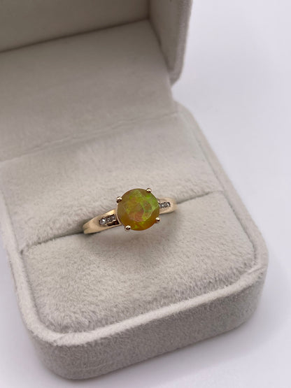 9ct gold opal and diamond ring