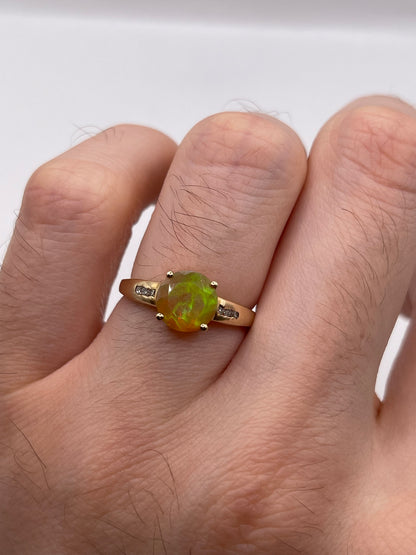9ct gold opal and diamond ring