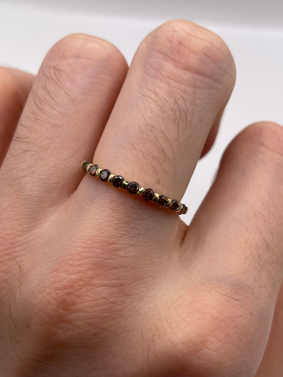 9ct gold red diamond ring