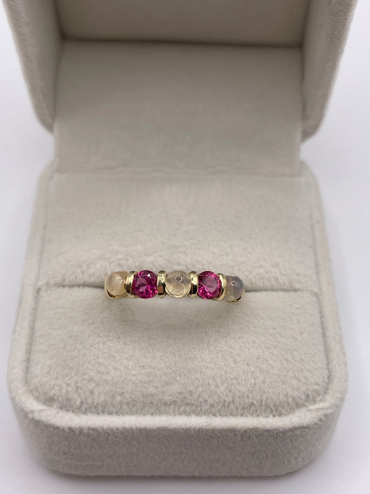 9ct gold opal and garnet ring
