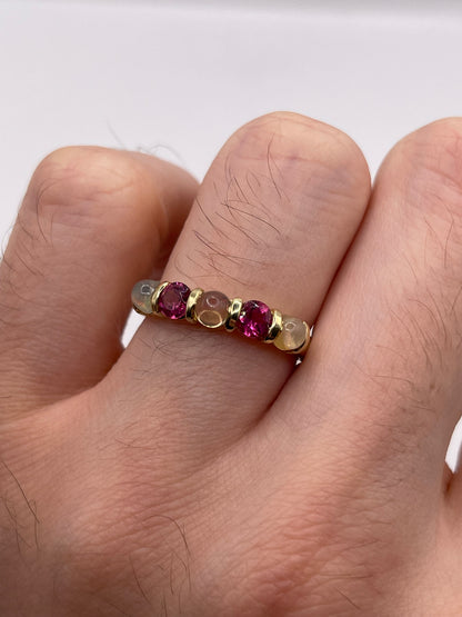 9ct gold opal and garnet ring