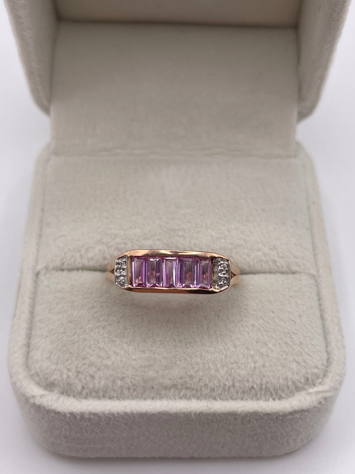 9ct rose gold pink sapphire and diamond ring