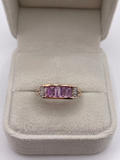 9ct rose gold pink sapphire and diamond ring